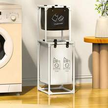 3-Tier Rolling Laundry Hamper, Foldable Clothes Sorting Basket Organizer With Wheels For Bedroom, Bathroom, Laundry Room Storage - Black/White/Beige - Black Small - View 2