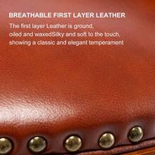 Cowhide Leather Bar Stools With Backrest, 360 Degree Swivel Bar Height Chair For Home Kitchen Counter, Modern Bar Stools - Brown + Genuine Leather + Wood - View 2