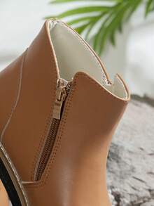 女士宽楦鞋、女士时尚靴、女士踝靴和短靴、女士宽筒踝靴 - 卡其色 - 查看 6