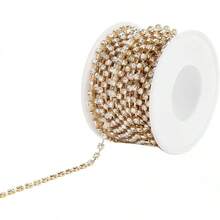 EstiloCadena De Diamantes De ImitacióN, Cadena De Cristales Con Diamantes De ImitacióN Para Manualidades Adorno De Cristal De Diamante Para Costura Manualidades DecoracióN JoyeríAVersióN Mejorada - Dorado - Ver 12