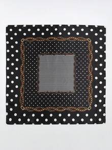 1pc Bandana Scarf, New Polka Dot Chain Print Women Square Scarf, Headscarf - Multicolor - View 3