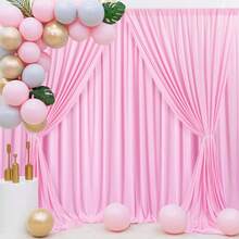 5ft X 7ft/8ft/10ft Pink Background Backdrop, Wrinkle-Free Polyester Photography Backdrop Suitable For Parties, Weddings, Birthdays And Other Occasions - Pink - View 5