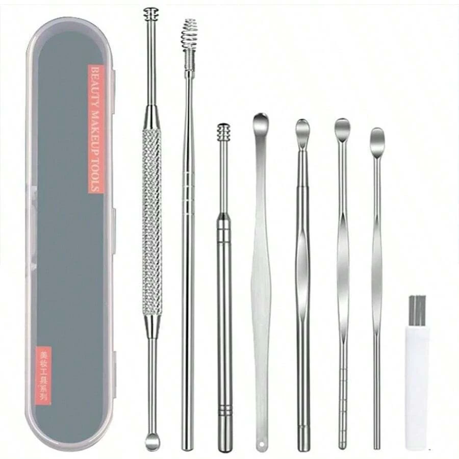 8 Pcs Ear Pick Earwax Removal Kit, Ear Cleaning Set, Ear Curette Ear Wax Remover With Storage Box And Cleaning Brush - ban đầu - Xem 1