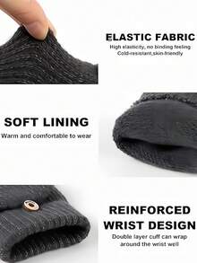 Winter Knitted Thermal Half-Finger Gloves With Flip-Up Convertible Mittens Unisex Snap Fastening Gloves Winter Thermal Touchscreen-Compatible Half-Finger Gloves Suitable For Cycling Hiking And Winter Outdoor Activities Women's Fingerless Gloves Fitness Gloves Fitness Accessories Cycling Accessories - Multicolor - View 3