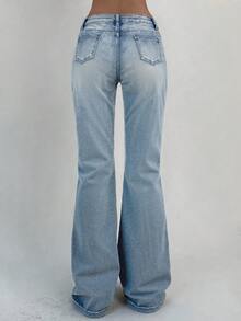 Women's Flare Jeans Y2K 90s Bootcut Low Rise Vintage Pants Denim Pants Bell Bottoms Spring Clothes - 淺藍色 - 查看 3