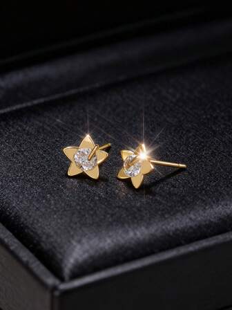 1 par minimalistiska örhängen med kubisk zirkonia, eleganta för kvinnors vardagsbruk