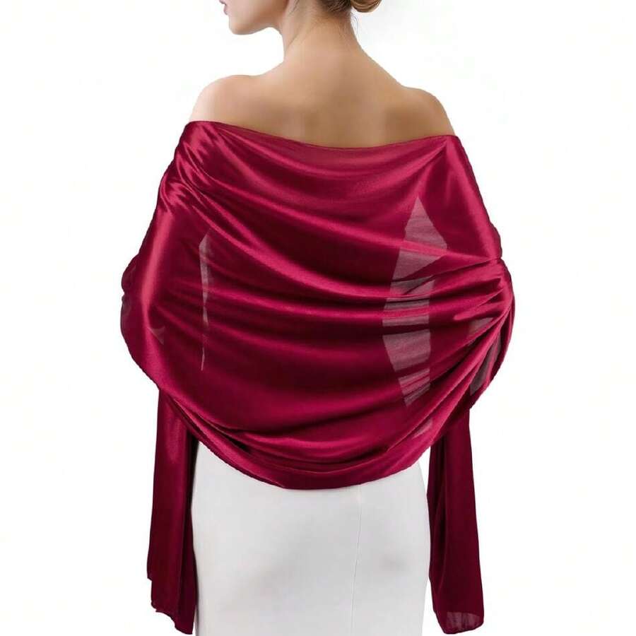 Satin Shawl Wraps For Women Evening Dresses Wedding Bridal Party Silky Scarf Formal Cover Up Bridesmaid Gifts,27467827 - 杏色 - 查看 1