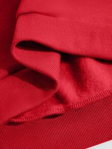 Versatile Round Neck Sweatshirt, Women's Autumn/Winter Fleece, Christmas Tree Print - Bright Red - View 5