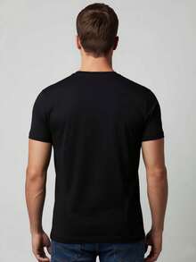 Kit Of 2 Men's T-Shirts 100% Cotton Tshirt Max T Clothing Summer Fashion Basic Everyday Wear - 黑色 - 查看 2