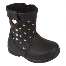 Bota baby bordados corações menina bota infantil feminina - Preto - Visão 2