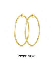 1-4 Pairs Of Fashionable And Exquisite Copper Material Lady Clip-On Hoop Earrings With Spring Clasps Suitable For Non-Pierced Ears. Daily/Party/Beach Fashion Accessories. - Gold - View 24