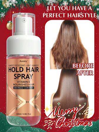 AURANY Hold Hair Spray - Christmas Gifts To Make Her Happy, 24H Frizz Control, Moisturize Hair And Humidity Resistant, With Vitamin E For Protect Your Beautiful Hair And Maintain Healthy Hair , Hydrating Hair , Applied On All Hair Types And Lengths (Straight, Wavy, Curly; Short, Long) For Men & Women -100ML