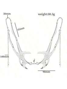 1pc Cyberpunk Metal Face Mask, Unique Asymmetric Fluid Design, Random Style - Multicolor - View 10