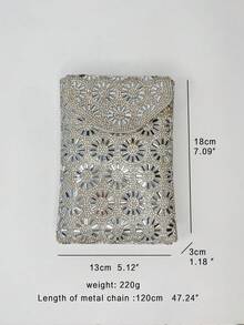 Sparkling, Glittering, Luxurious Diamond Decorated Evening Clutch Bag, Suitable For Balls, Phones, Wallets, Business Casual, Commuting, Outdoor, Venues, Holidays, For Women, Office Ladies, Diamond Bag, Pearl Bag, Suitable For Party Girls, Women, Brides, Perfect For Parties, Weddings, Balls, Galas/Banquets - Silver - View 13