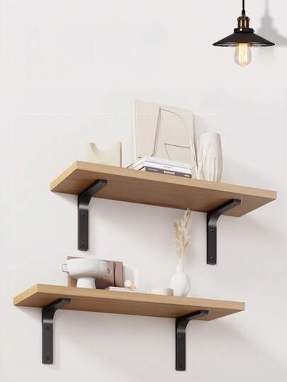 2个金属三角支架，壁挂式置物架支撑支架，加厚坚固不褪色，固定支撑电镀三角架，适用于客厅、餐厅、鞋店