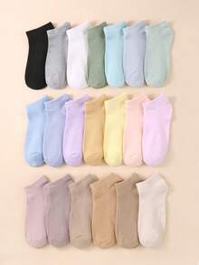 1/10/20 双装女士纯色随机短袜，薄款浅口踝袜，返校跑步运动徒步训练袜，柔软舒适透气，时尚万圣节圣诞节礼物 - 彩色 - 查看 8