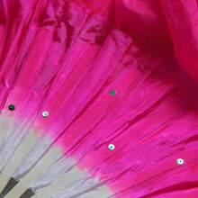 Hand Made Belly Dance Dancing Silk Long Fans, Women Dance Costume Long Silk Fans Silk Fan(Blue) - 藍色 - 查看 7