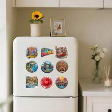 9 种款式可选 - 复古公路旅行亚克力冰箱贴，1950 年代复古装饰，包含红色汽车、餐馆和 66 号公路标志 - 适用于冰箱和洗碗机的耐用亚克力磁铁 - 父亲节、毕业典礼、圣诞节的理想礼物 - 家居、办公室的怀旧装饰 - 彩色 - 查看 5