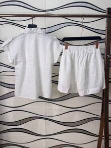 Women's Shirt And Shorts Set With Lining - White - View 2