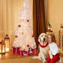 4FT Pre Decorated White Pop Up Christmas Tree, Prelit Collapsible Christmas Tree With 80 Warm White Lights, Foldable Artificial Trees, 1 Minute Easy Xmas Tree - 4英尺 - 查看 6