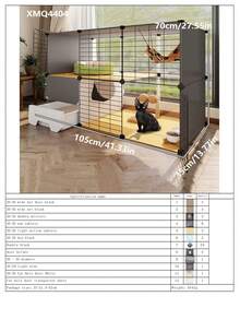 Indoor Cat Cage With Litter Box, Large Cat Villa With Free Space, Cat House - Multicolor - View 16