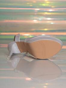 1 Pair Elegant Solid Color Buckle Decor High Heel Sandals, Thick Sole Stiletto Heels For Women, Summer,Platform Heels For Women - Apricot - View 6