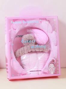 5件套女孩海绵SPA发带腕带，带毛绒爪夹礼盒，发饰套装，精美礼盒包装，适合派对礼物和日常使用 - 彩色 - 查看 14