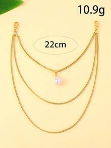 1件多层金属链人体饰品，时尚百搭，适合夏季派对、婚礼、海滩等场合。 - 金色 - 查看 2