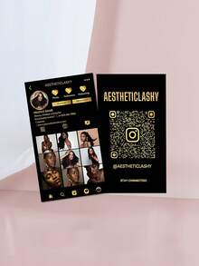 Customized Personalized Hair, Eyelash, Beauty Business Cards, 200/500/1000pcs, Double-Sided QR Code Social Media Contact Cards, Customized Photo & Text Business Card Template Design