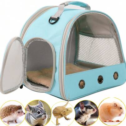 Bearded Dragon Travel Carrier, Space Capsule Clear Bubble Window Small Animal Travel Backpack For Hedgehog Rat Parrot Bird Bearded Dragon, Snake,Airline Approved