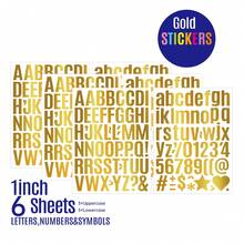 1080PCs Glitter Alphabet Number Stickers - Gold & Silver - 0.5/1 Inch - Sparkly Decals For Guka, Balloons, & Spice Jars 6Sheets - Multicolor - View 19