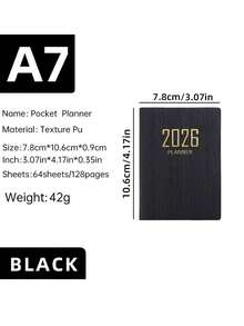 1pc 2026 British Style Calendar Notebook, Slim Weekly Planner, 365 Days Schedule Annual Calendar, Mini Portable Pocket Diary, Faux Leather Small Notepad, School Supplies,Back To School - Multicolor - View 9