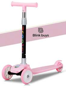 Patín Del Diablo Con Luz En Las llantas, Scooter Plegable Para Niños Con 3 Ruedas, Con Luz y Freno Trasero, Patinete Plegable Para Niños, Patines Para Niñas y Niños, Juguetes Para Niños y Niñas, Juguetes Para Dia del Niño - Rosa - Ver 2