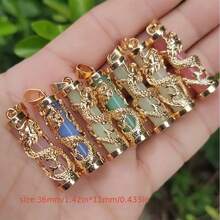 8/4pcs Alloy Dragon Pillar Pendant (With Luminous Stone), Phoenix Inlaid Jade Pendant, Suitable For Making Men And Women Jewelry - Accessories - View 5