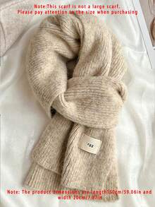 A Small Decorative Wool Scarf For Women In Winter, Knitted With Soft Sticky Yarn To Keep Warm, Cashmere Scarf For Students In Ins - Beige - View 13