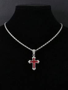 1pc Fashionable Hip-Hop Multi-Color Rhinestone Cross Pendant Necklace, Suitable For Women's Gatherings, Parties, Couples' Personalized Hip-Hop Fashion Jewelry - Dopamine Cross Pendant Necklace - View 14