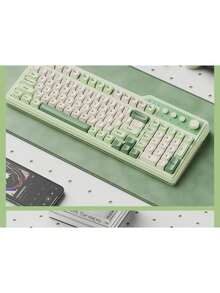 HP K360 Mechanical Keyboard And Mouse Combo / Single Keyboard, 98-Key Compact Layout, Office-Grade, Low-Saturation Green Backlight With Multiple Brightness Levels, Silent Key Design, Spill-Resistant And Durable Construction, Milky Green [Single Keyboard] - Milk Green [Single Keyboard] - View 2