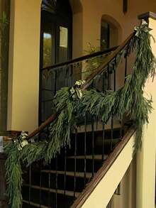 2pcs Lifelike Artificial Pine Branch Garland - Perfect For Staircase & Indoor/Outdoor Christmas Mantle Decor Home Decor Christmas Decorations Room Decor Winter,Artificial Rattan Christmas Decoration, Pine Needle Wreath, Soft Rubber Touch, Christmas Rattan Artificial Green Plant Home Decoration - Multicolor - View 4