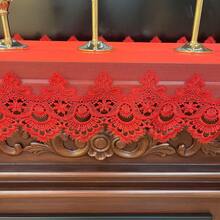 1pc Red Holiday Table Runner, Fireplace Scarf, Chinese Style Wedding Table Runner, Lace Embroidery With Lace Trim Tablecloth, Wedding Tea Table Decor, New Year Tablecloth, Christmas And Other Holiday Decor, Chinese Classical Red Fireplace Scarf, Party, Banquet, Holiday Decoration And Best Gift, Available In Multiple Sizes - Red - View 7