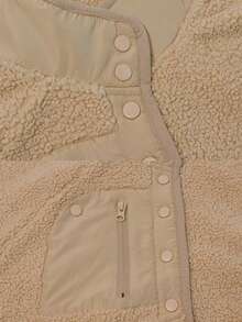 Women's Pellet Fleece Jacket,Soft Fuzzy Long Sleeve Short Winter Coat,Button Down Cozy Plush Outerwear - 卡其色 - 查看 6