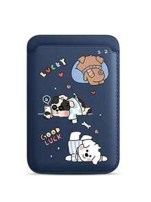 1pc Korean Cute White Line Dog Upgraded Magnetic Wallet Protective Case, Compatible With IPhone 17, 16 Pro, 13, 14, 12, 15 Plus Card Holder Stand Puppy Cover (Phone Case Not Included) - Multicolor - View 7