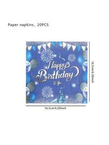 20pcs/Bag Happy Birthday Rhinestone Themed Tissue Paper, Purple/Pink/Navy Blue, With High-Heeled Cup, Balloon And Triangular Pattern, Hot-Stamped, Christmas - Ink-blue Colour - View 3