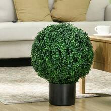 HOMCOM Artificial Plants Set Of 2 Pieces UV Resistant Artificial Plant In 52cm Pot Boxwood For Garden And Living Room Decoration - 1 - 查看 7