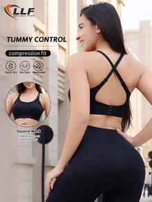 LLF Seamless Knit Nursing Bra - Adjustable Shoulder Strap Design, Removable Pads, High Support For Women (Suitable For Workout/Yoga/Running/Gym) - Black - View 1