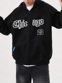 1pc Tween Boys Solid Color Casual Outdoor Hooded Jacket, Suitable For Autumn/Winter School/Travel Wear - Black - View 3