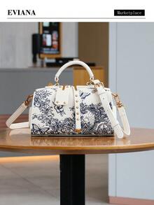 2025 New French Boston Pillow Bag, Heavy Embroidery Butterfly & Floral Embroidered Ladies Handbag, Fashionable Shoulder & Crossbody Bag, Niche Design Lightweight Luxury Commuter Versatile Bag - Multicolor - View 2