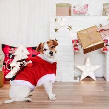 Pet Christmas Clothes Santa Claus Reindeer Antlers Costume Winter Outfit New Year Coat For Small Medium Dogs Cats - XL - 查看 8