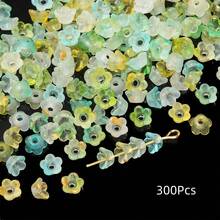 300 حبة من الخرز الأكريليك بقياس 4.5*4.5 ملم على شكل زهرة الجرس، خرز فاصل لصنع المجوهرات، مستلزمات لصنع القلائد والأساور