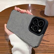 Elegante funda floral de TPU para teléfono que ofrece protección contra golpes y terremotos. Compatible con  16,  16 Pro Max,  15,  15 Pro Max,  14,  13,  12 y  11 Pro. Ideal para regalar en ocasiones especiales. - Gris - Ver 3