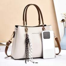 Women's New Fashion Elegant Tote Bag For Work, Commute, Gift For Mom, Casual Solid Color Large Capacity Shoulder Handbag, Suitable For Dating, Holiday Gift - White - View 3